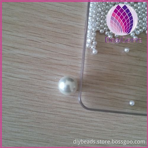 high quality 12mm white no hole gloss glass loose pearls